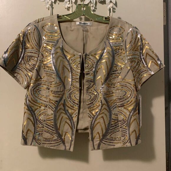 Maxi skirt, French Connection, SZ S, golden sequins, lined, elastic waist - Picture 11 of 16